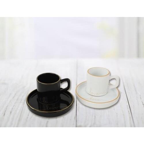 Keramika 4 Piece Coffee Cup Pad Gold Love