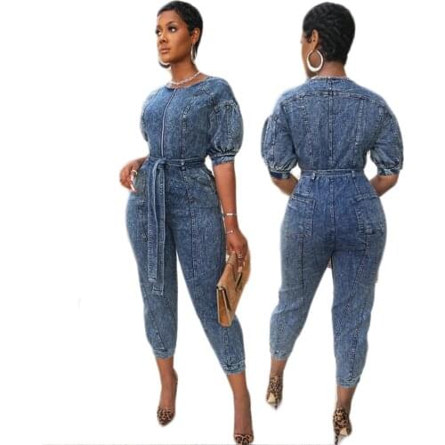 Nightclub Women Fashion Print Jumpsuits 2021 O-Neck Patchwork Short Sleeves Casual Slim Waist Skinny Pencil Rompers With Sashes