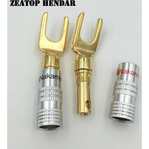 500Pcs Brass Nakamichi Y U Spade Speaker Plug Audio Screw Fork Connector for Binding Post Banana Jack Adapter