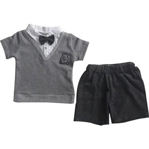 Lux Crested Papyonlu Gray Laci Shorts Male Baby Suit
