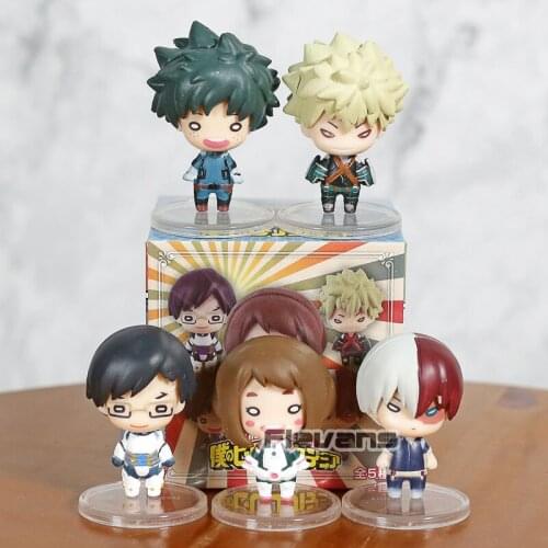 My Hero Academia Izuku Midoriya Todoroki Shoto Bakugou Katsuki Ochaco Uraraka Tenya Iida Q Version Mini PVC Figure Toys 5pcs/set