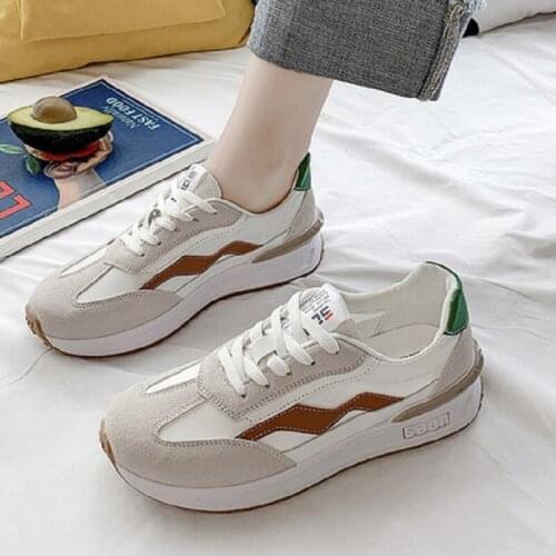Fashion Hot-Selling Thick-Soled Lace-Up Color Matching Ladies Single Shoes Spring And Autumn College Style Casual Sports Shoes