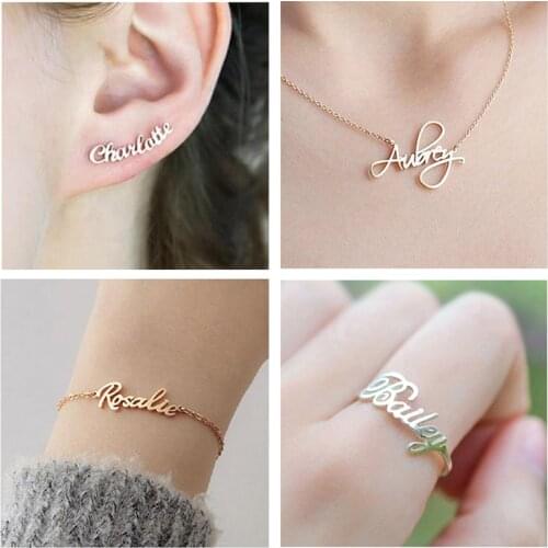 Fashion Custom Name Necklace 2021 Trendy Letter Earrings For Women Stainless Steel Customized Curved Earrings Gift For Party