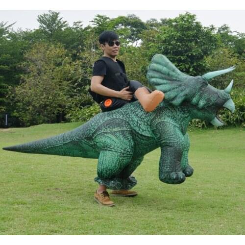 Newest Cosplay Inflatable Dinosaur Triceratops Ride on TREX Animal Mascot Anime for Adult Men Women Fancy suit Halloween Costume
