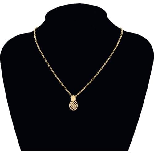 New Designer Collares Hollowed Out Pineapple Silver Chain Women Necklaces Collier Femme Jewelry Gold color Pendant Choker