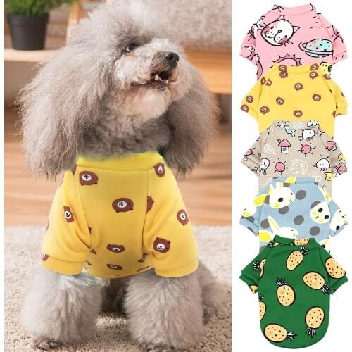 Cute Small Dog Clothes Cartoon Print Dog Puppy Clothes Chihuahua Cat Coat Warm Pet Clothes for Small Dogs Cats Yorkshire