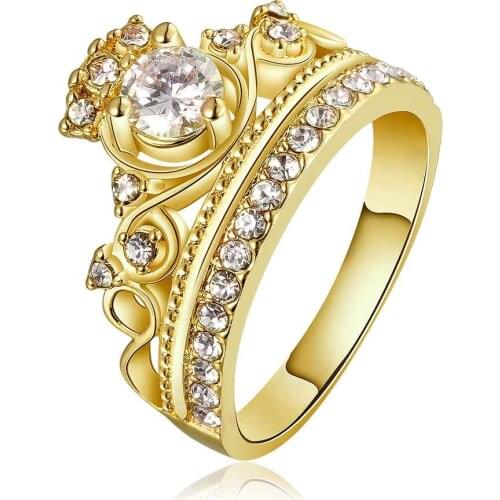 Floating charms!!women jewelry GP Imperial crown wedding ring fashion womens girl Jewelry Rings SMTPR678