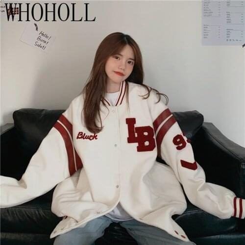 Plus Velvet Thick Coats Student Jackets Women Baseball Uniform Tide 2021 Jacket Female Summer Korean Style Fashion Loose Tops