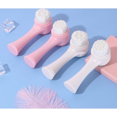 Portable 1PC 3D Double Side Silicone Face Cleanser Brush Face Cleaning Massage Exfoliating Blackhead Facial Massage Washing