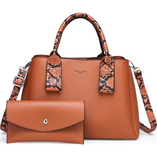 Luxury Handbags 2-piece Female Bag Handbag New Style with Leather Snake Print Shoulder Bag Messenger Bag for Women Handbags