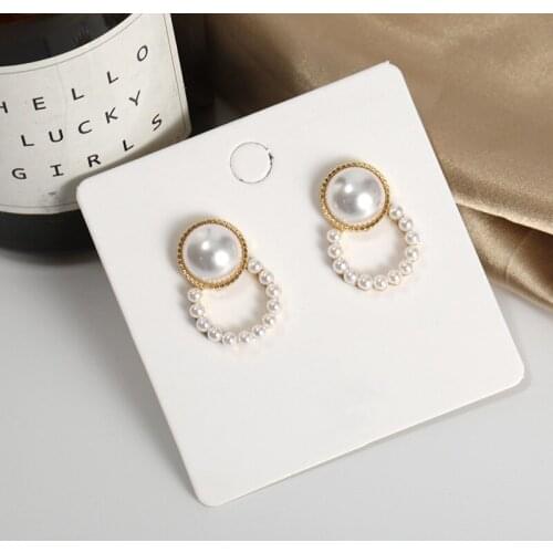 Circle Pearl Earrings For Women Korean Fashion Petite Geometric Woman Earring Trendy Tide Jewelry Accessories Wholesale 2021