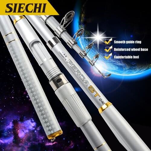 SIECHI Super Hard Telescopic Fishing Rod 99% Carbon Fiber 2.1-3.6M for Sea Fishing