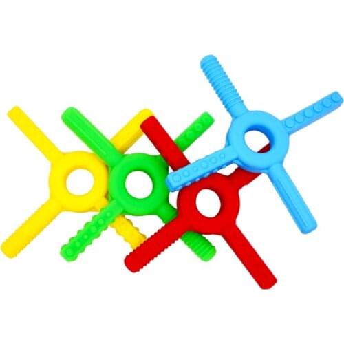 Baby Silicone Teether Newborn Teething Cross Style Stick Biting Sensory Chewing Nursing Soother Molar Toy Gift