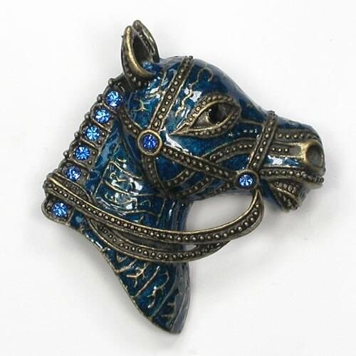 Rhinestone Blue Enamel Pin brooches C386 B4