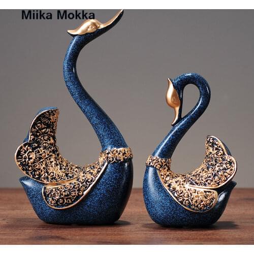 Modern Resin Swan Statue Creative Swan Ornament Desk Table Crafts Ornaments for Home Living Room Decoration