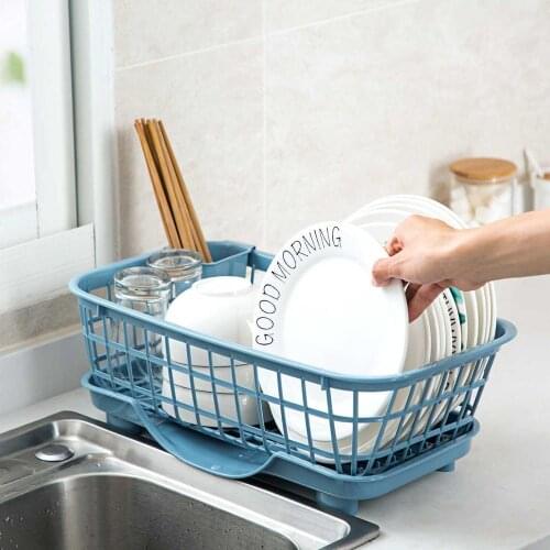 Double Layers Dishes Storage Rack With Chopstick Cage Home Removable Dishes Draining Rack Kitchen Plastic Cutlery Racks