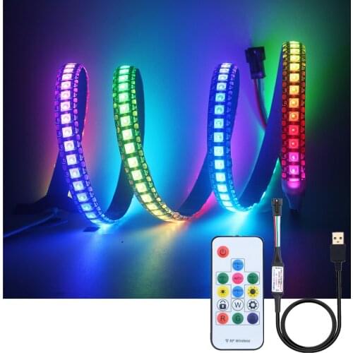 USB LED Strip RGB WS2812 WS2812B Addressable Pixel Tape USB 14Keys Remote Controller For TV Back Under Cabinet Lamp DC5V 1-5M