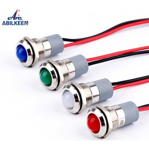 IP67 Waterproof LED Metal Warning Indicator Light 6/8/10MM Pilot Signal Lamp 3V 5V 6V 12V 24V 220v Red Yellow Blue Green White