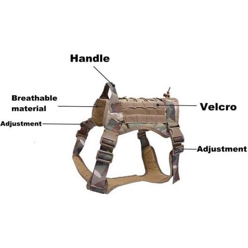 Tactical Dog Harness Vest for Walking Hiking Hunting Military Waterproof Molle Training Harness for Service Dog with Handle