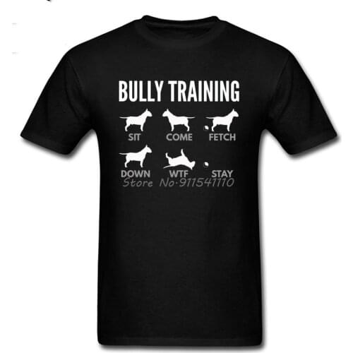 Funny T-shirt Men English Bull Terrier Bully Train Tshirt Dog Father T Shirt Lovely Design Navy Blue Clothing O-Neck Streetwear