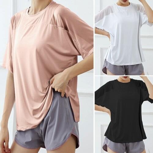 Women Sexy Yoga Top Back Mesh Quick-Drying Breathable Slim Elastic Sports Shirt Gym Fitness Sports Jerseys