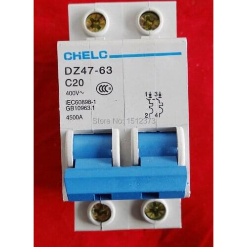 1piece/lot DZ47-63 20A 2P circuit breaker 400V