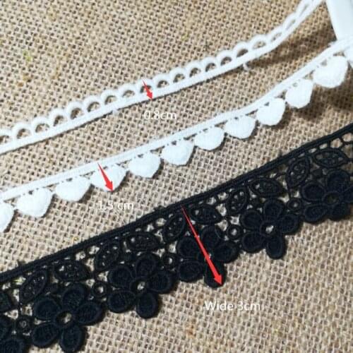 1Yards 91cm Cotton Lace Fabric Black Lace Ribbon Guipure Lace Fabric White Laces Trims cotton-lace-trim Dress Sewing Crafts LQ24
