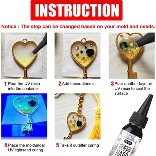 10ml 20ml 30ml 50ml 100ml 200ml UV Resin Hard Type Crystal Clear Glue Curing