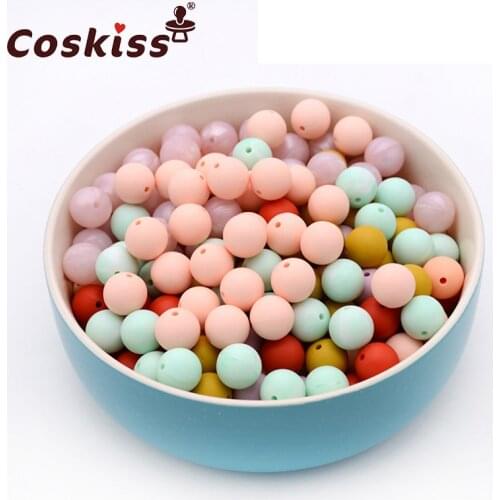 100pc Silicone Baby Teething Teether Beads 9mm Safe Food Grade Care Chew Round Silicone Beads Necklace