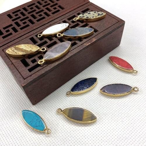 3pcs of Natural Stone Pendant Oval Mixed Color Agate Crystal Turquoise Spotted Stone Necklace Pendant Wholesale Jewelry Making