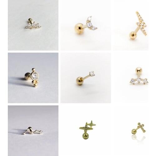 BOAKO Pendientes Plata 925 Earrings For Women 1Pcs Pendiente Rayo Stud Earrings Cartilage Jewelry Ear Piercing Style Серьги #20