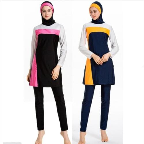 Burkini Large Sizes Stitching Swimsuits Covers 3 Piece Conservative Beachwear Hijab Swimwear Womens Burkiny Muslim Sportswear