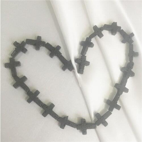 20*15MM 18Pcs/Lot Cross Shape Natural Black Lava Stone Bead Jewelry Loose Strand Beads