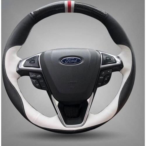 For Ford Edge Focus Escape Escort Ecosport Taurus Kuga Mondeo Hand-stitched steering wheel cover Leather suede grip cover