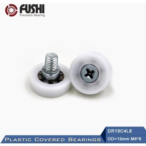 DR19C4L8 Screw Pulley Bearing 6*19*6 mm ( 2 PCS ) Doors and Windows Roller Mute Wheel POM 626 M6*8 Plastic Covered Bearings