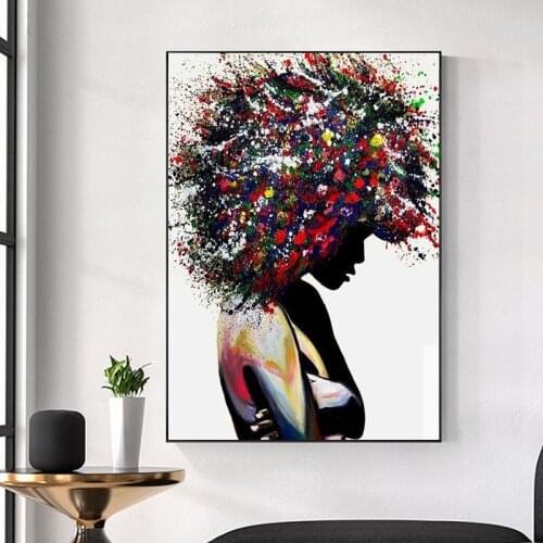 Graffiti Art Of African Woman Canvas Paintings On the Wall Art Posters And Prints Black Woman Modern Art Picture Home Wall Decor