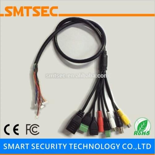 SMTSEC SIP-E-UG Cable UG RJ45+BNC+DC+USB+Audio Input+Audio Output +RS485+Alarm for SIP-E Series IP Camera Module Double Board