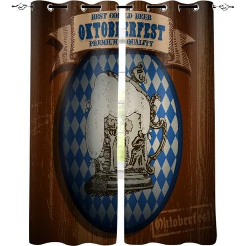 Beer Brew Collection Alcohol Retro Poster Window Curtains LivingRoom Kitchen Curtains Left and Right Biparting Open