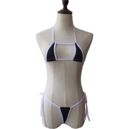 Micro bikini set 2020 Sexy Solid color Hemming String Lace up Thong Beach spa swimwear women swimsuit bikinis biquini swimm suit