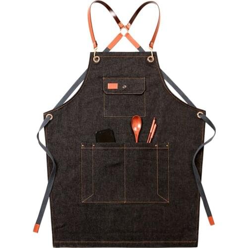 Korean fashion apron denim coffee shop barber cake flower shop men and women restaurant work clothes custom printed LOGO