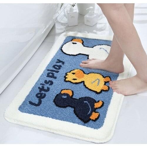 Bathroom Mat Flocking Soft Shower Mat Cartoon Anti-slip Absorbent Rugs For Living Room Bedroom Waterproof Mats Bathroom Products