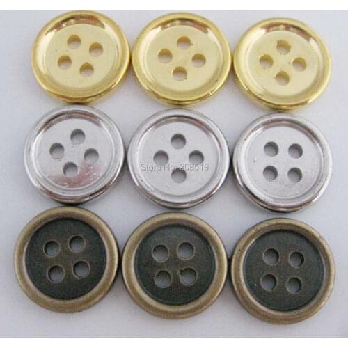 NBNLAK 1/2" Round shape shirt buttons silver/gold/bronze plated ABS plastic buttons 120pcs sewing supplies
