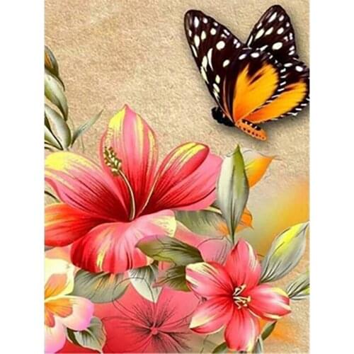 LaoJieYuan Diamond Painting DIY Landscape Flower Butterfly Diamond Embroidery Diamond Embroidery Handmade Cross Stitch Kit
