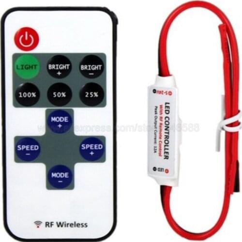 Mini DC 12V 24V 6A LED Dimmer Controller RF Wireless Remote to Control Single Color Strip 3528 5050 5630 2835 LED strip