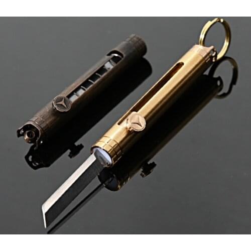 EDC Mini Detachable Knife Portable Paper Cutting Multi-function Mini Blade Knives Brass Pocket Key Ring Folding Knife