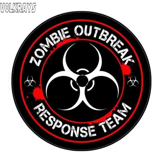 Volkrays Fashion Car Sticker Zombie Outbreak Response Team Biohazard Accessories Waterproof PVC Decal for Motorcycle,15cm*15cm