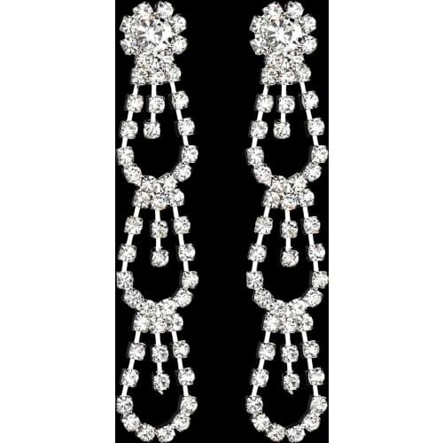 Fashion Stainless Steel Silver Ear Studs Inlaid Crystal Various Styles Plating Shiny Earrings Women Small Cute Banquet Jewelry