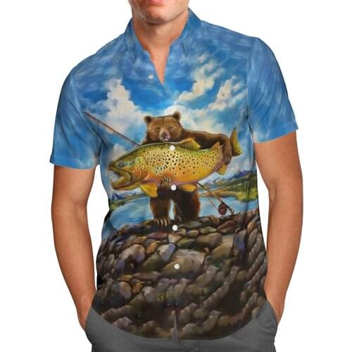 Fishing 3D Beach Hawaiian 2021 Summer Mens Shirt Short Sleeve Shirt Streetwear Oversized 5XL Camisa Social Chemise Homme-132