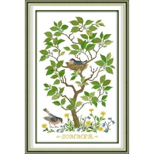 Joy Sunday Birds Lair on The Tree Cross Stitch Kit Cartoon Series Pattern Chinese Embroiderys Counted Needlework Fabric Printed