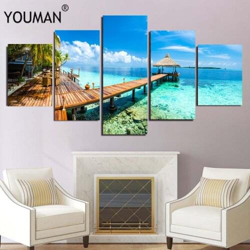 YOUMAN Canvas Printing Wall Art Picture Ocean Beach Nature Wind Landscape Poster Living Room Decoration Home Decor No Frame